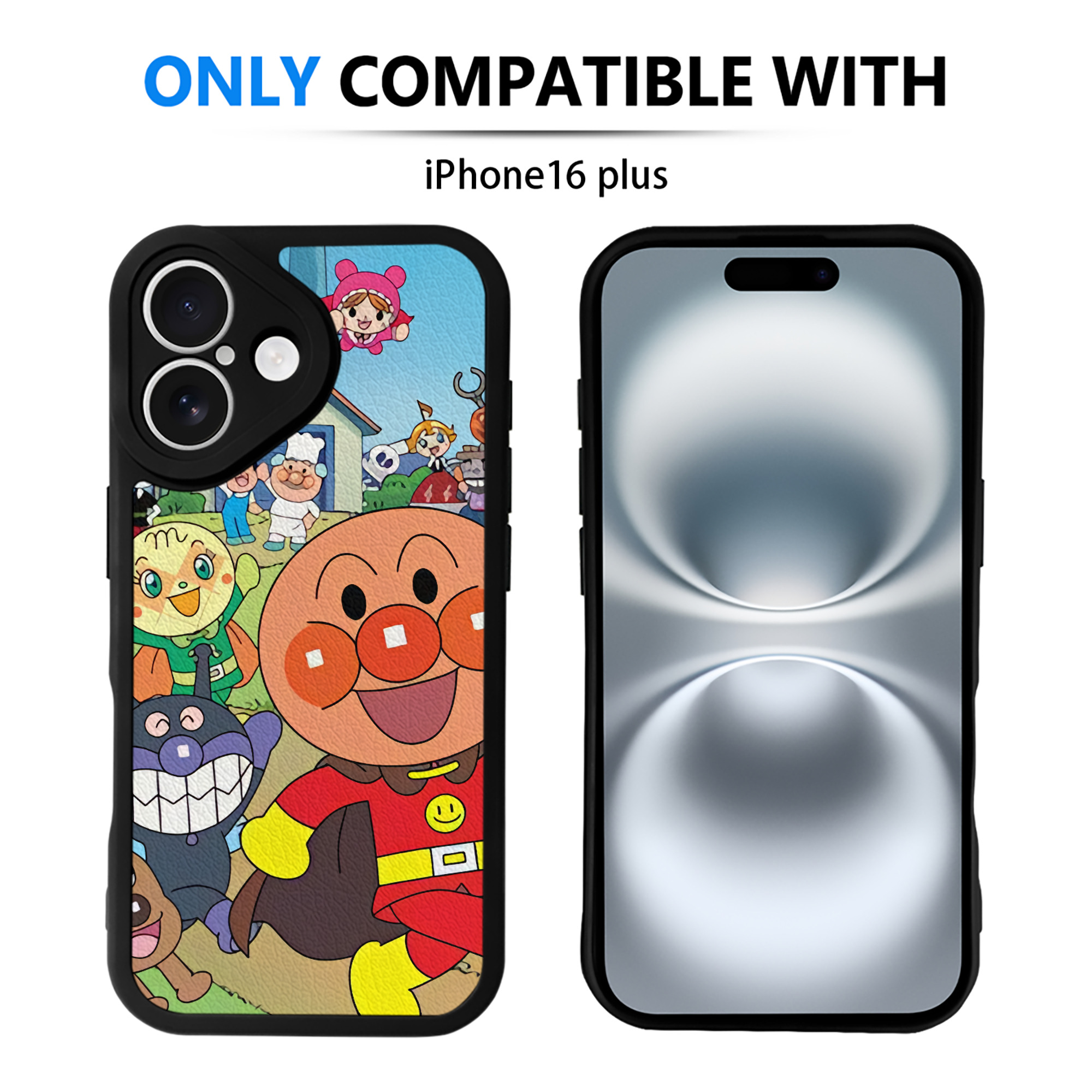 （画像用） アンパンマン Anpanman 【iPhone 16シリーズ対応】シリコンスマホケース（レザー調） 材質：シリコン